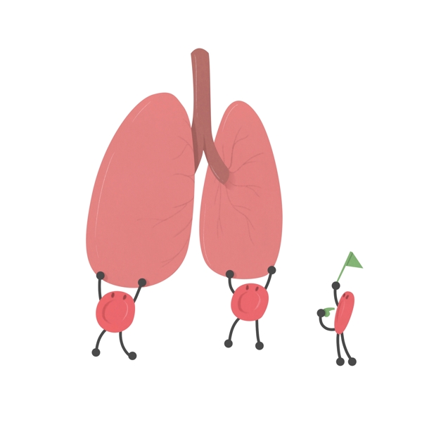 卡通粉色肺部插画