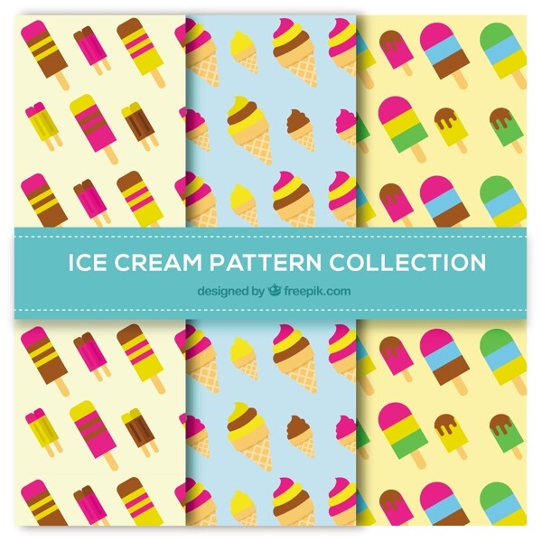 彩色冰淇淋雪糕图案平面设计背景