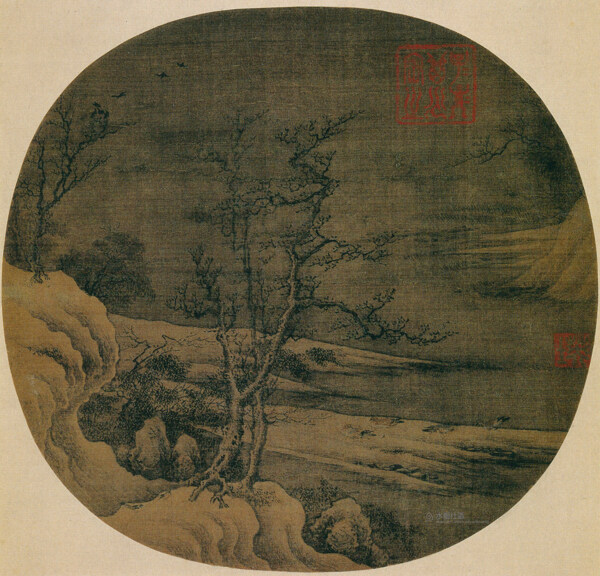 南宋閻次於傳古木寒禽頁