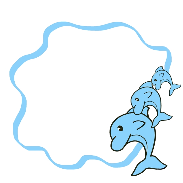 海豚边框卡通插画