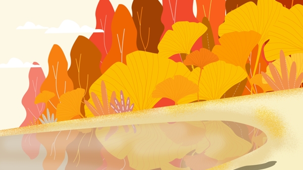 金黄色树叶秋季背景设计