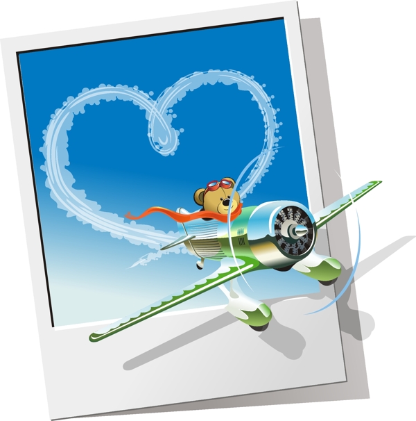 小熊飞机相框素材图片