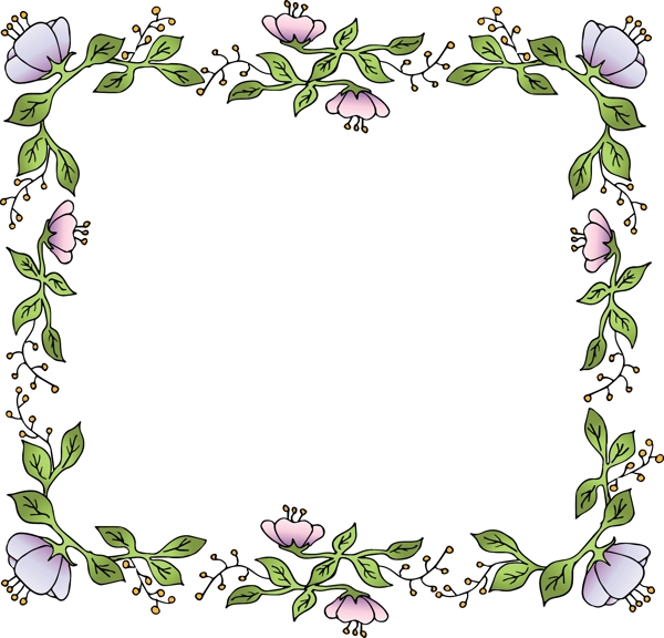 手绘花卉边框素材