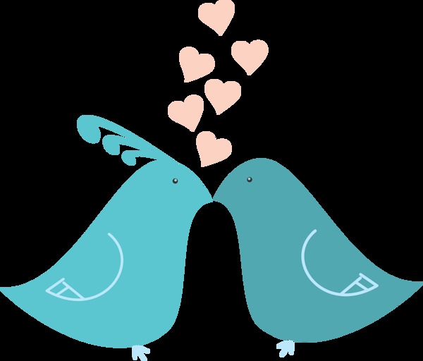 卡通蓝色爱情小鸟png元素