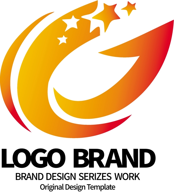 矢量红黄箭头C字母公司LOGO标志设计