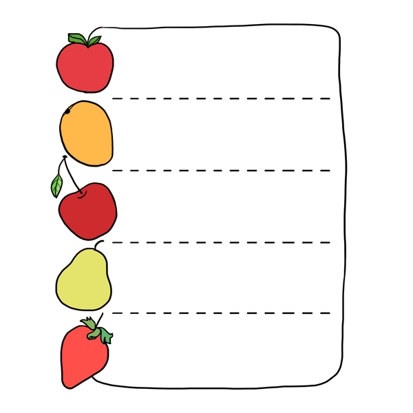 卡通水果边框红色图案边框虚线边框