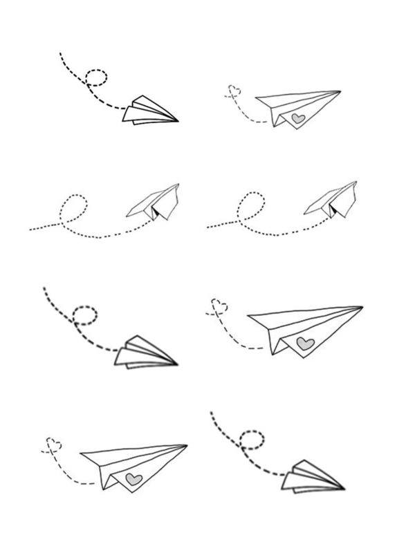 手绘文艺卡通纸飞机元素