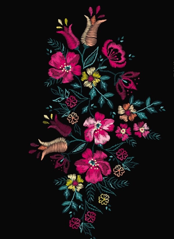 刺绣花朵衣服图案