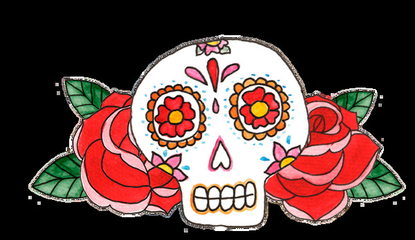 紅花骷髏透明裝飾素材