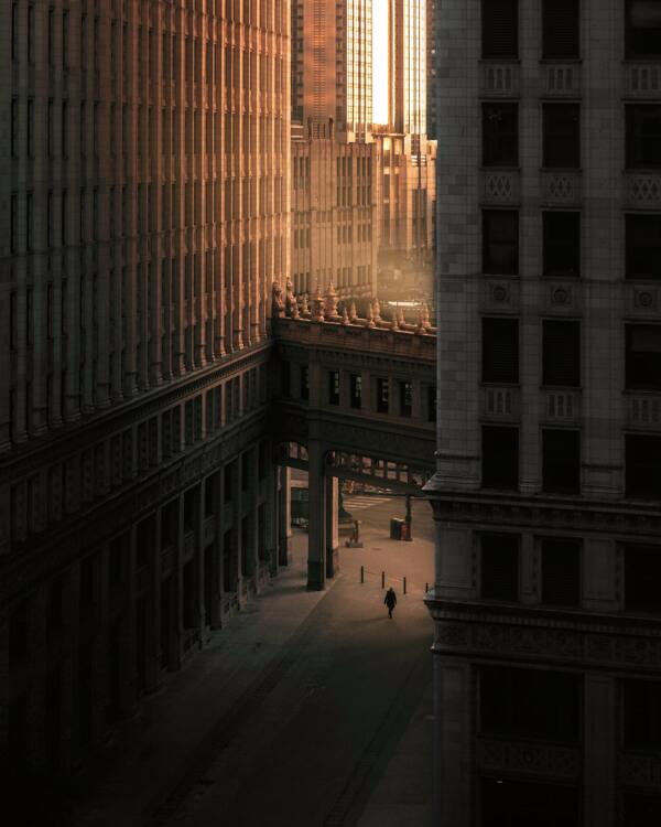城市建筑大楼黄昏背景素材