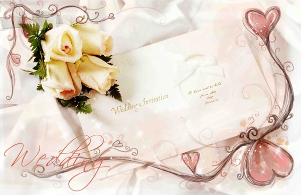 婚禮婚卡信紙精美素雅背景素材