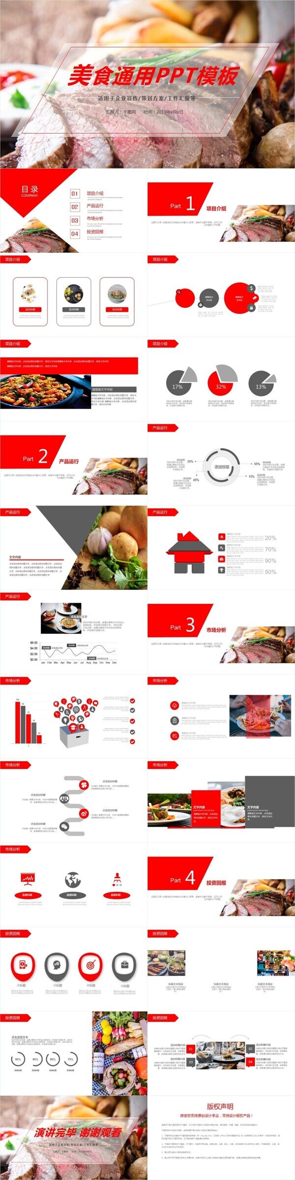 餐饮美食烤肉宣传介绍PPT动态模板