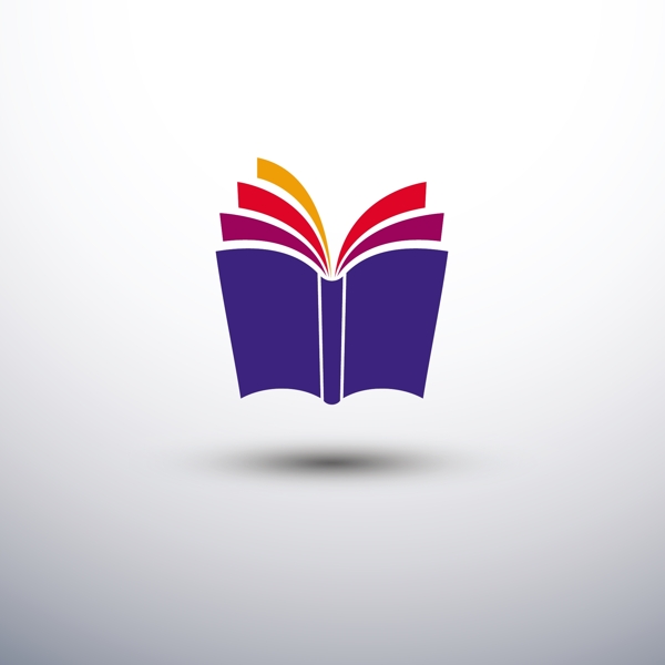 翻開的書本彩色書籍icon矢量