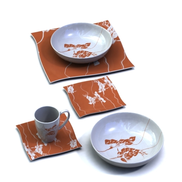 彩粙花紋餐具