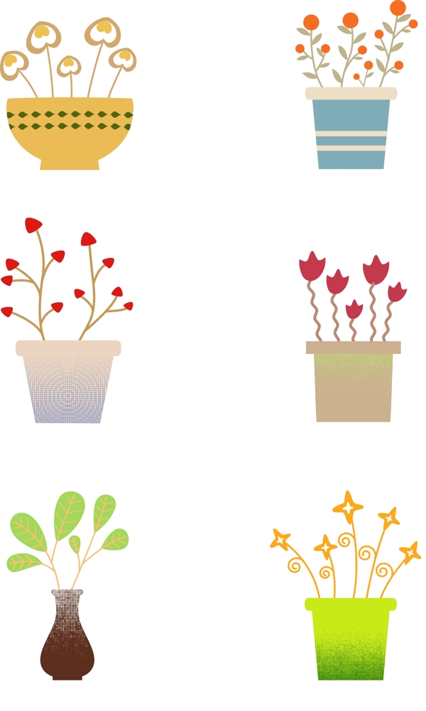 创意小清新植物盆栽插画扁平图标可商用素材