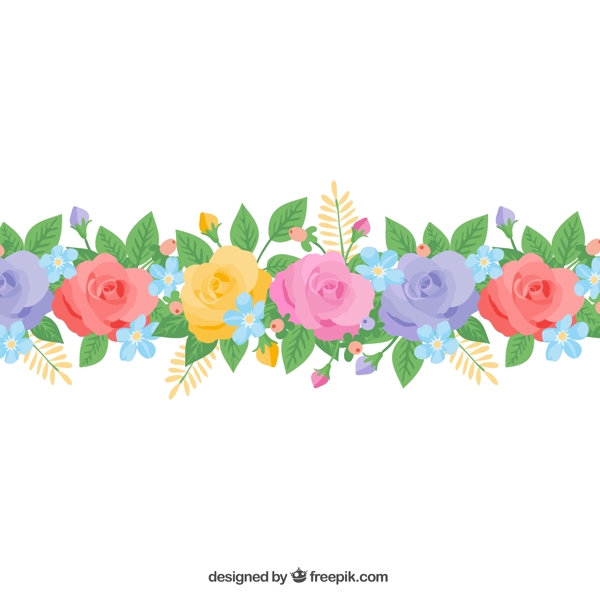 彩色玫瑰花設計矢量素材