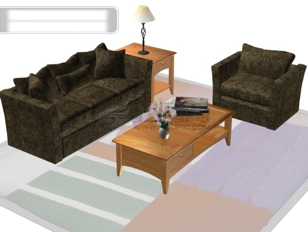 3d家具组合沙发茶几角柜台灯
