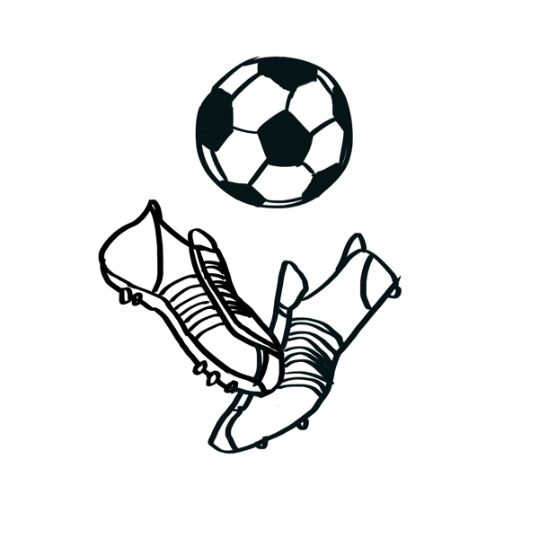 足球和足球鞋简笔画素材