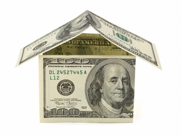 房子造型的美元钞票创意设计图片