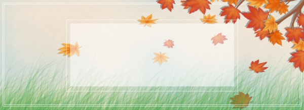 原创手绘小清新秋天枫叶边框背景