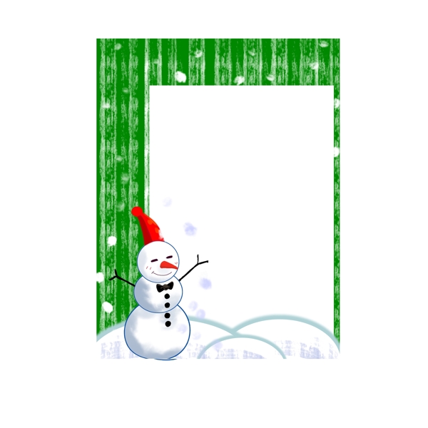 圣誕節(jié)雪人邊框插畫