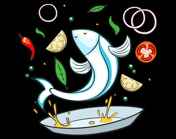 卡通烹飪魚png元素
