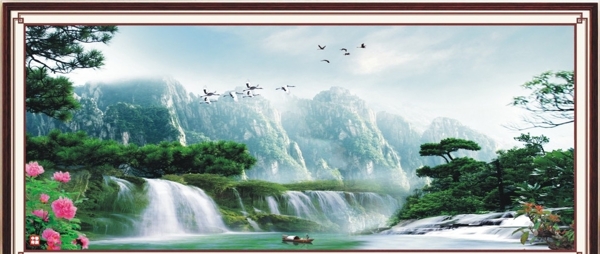 源遠(yuǎn)流長山水畫圖片