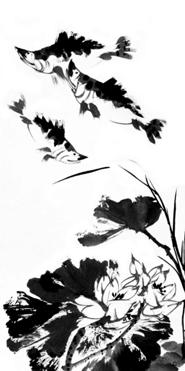 水墨魚素材動物圖片PSD素材