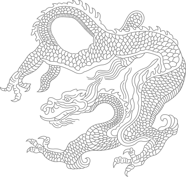 印花矢量圖動物龍色彩黑白色免費素材