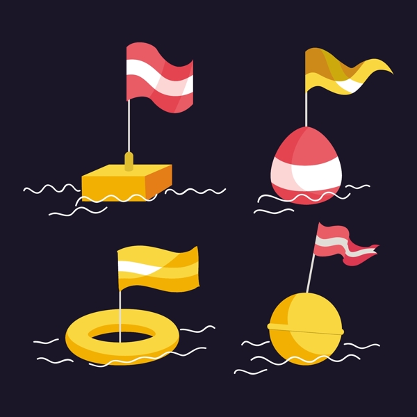 海上旗子矢量圖