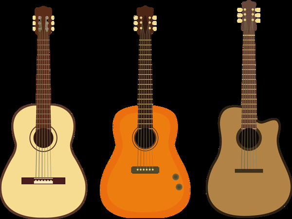 三把木吉他插图免抠png透明图层素材