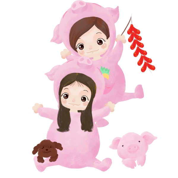 卡通粉红猪猪女孩设计