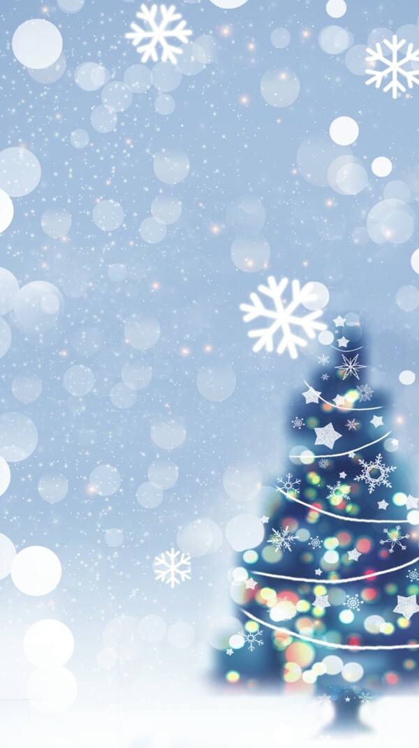 蓝色的圣诞节白色雪花