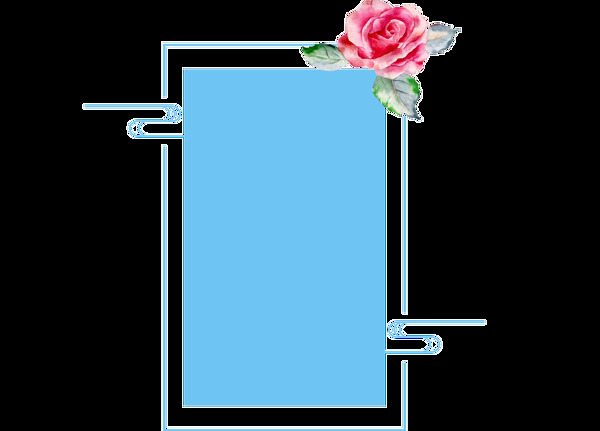 卡通蓝色玫瑰边框png元素