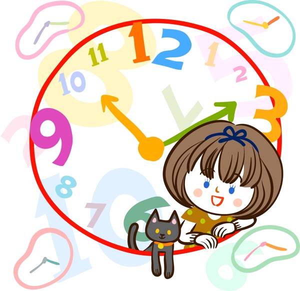矢量卡通小女孩素材