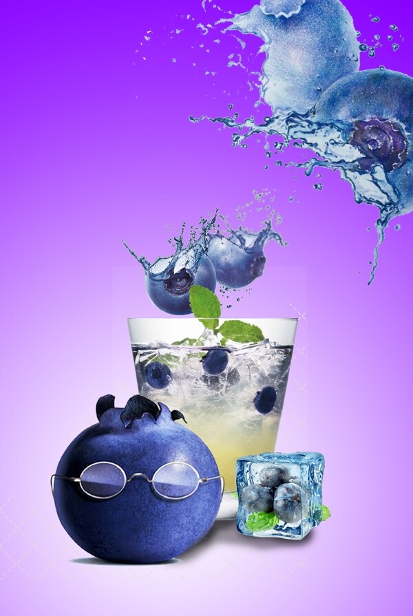 蓝莓果汁创意背景