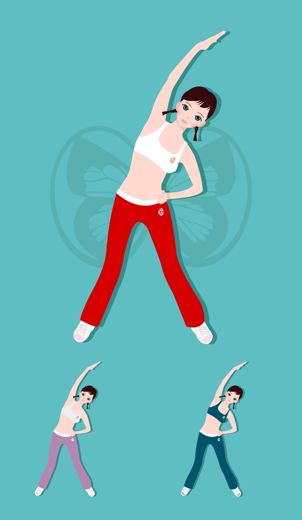 韓國運動健身美女矢量圖040