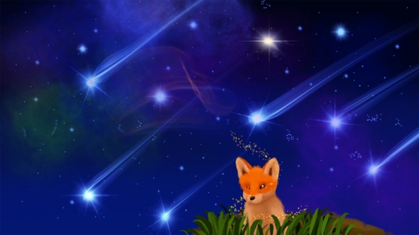 浩瀚星海流星系列看星星的小狐狸治愈星空