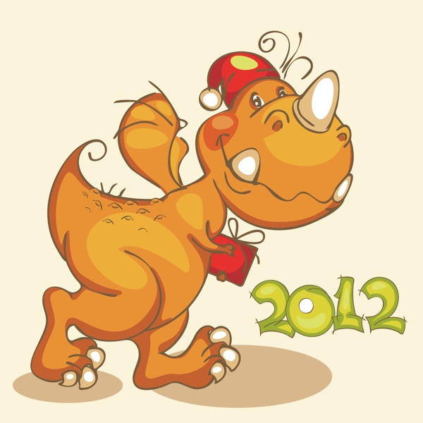 印花矢量圖可愛卡通卡通動物恐龍2012免費素材