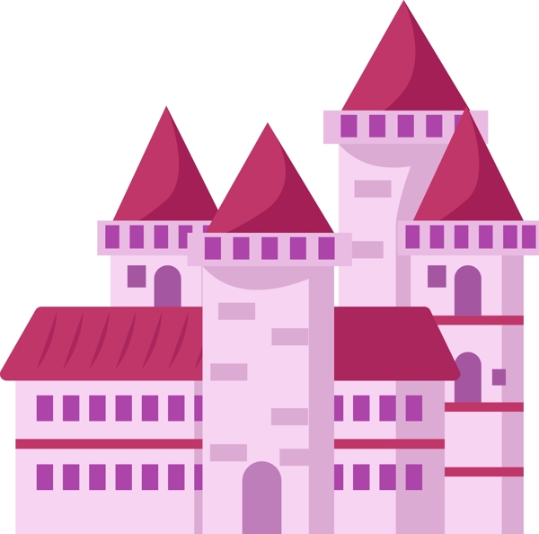 梦幻粉色城堡插画