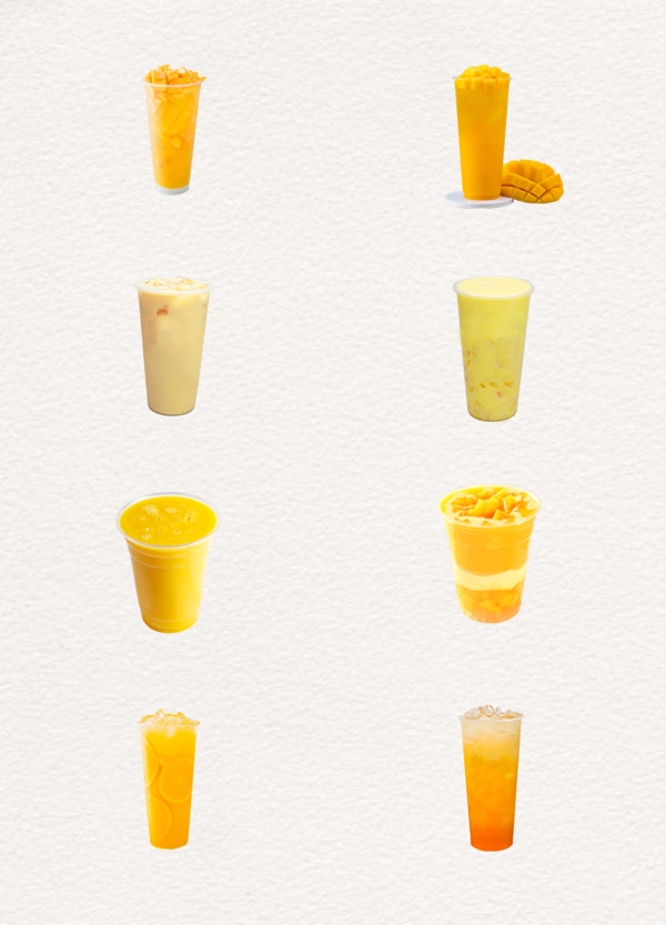 明亮黄色芒果饮料产品实物