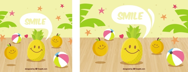 美妙水果人物微笑表情背景