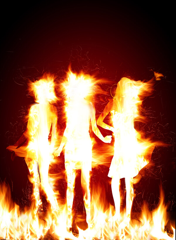 高清创意烈火美女图片红色火焰燃烧美女免费火焰美女图片下载