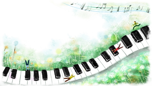 手绘钢琴键盘插画