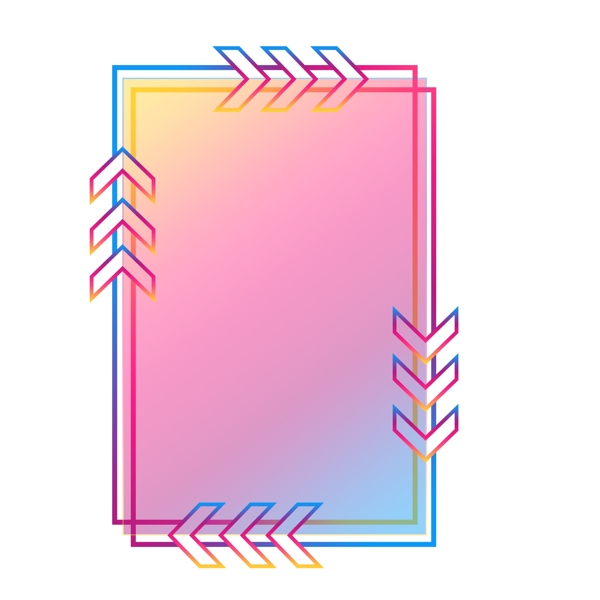 彩虹色长方形边框装饰素材可商用