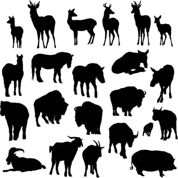 矢量动物剪影设计图片
