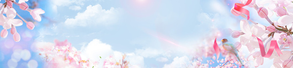 春季桃花浪漫淘寶全屏banner背景