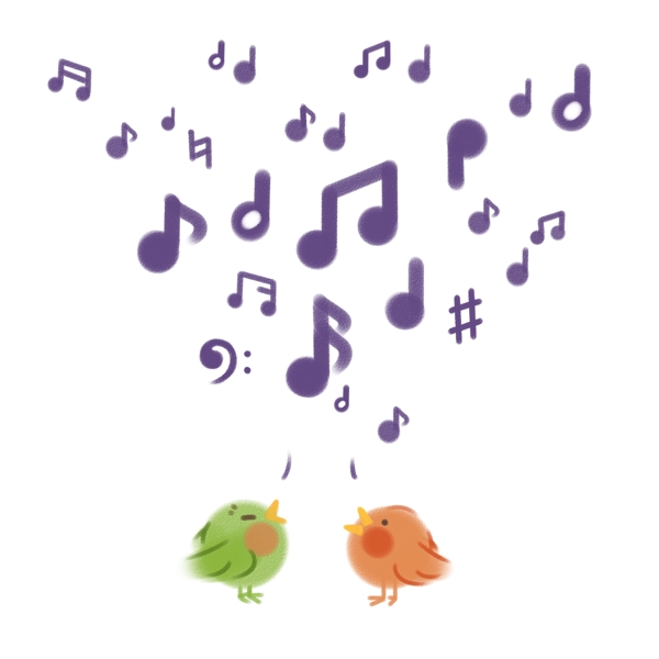 两只可爱的小鸟唱歌