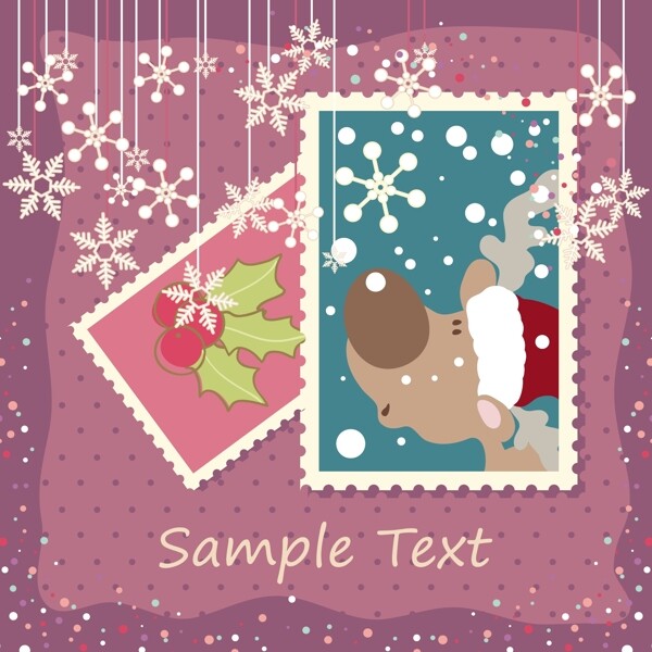淡雅的圣诞节邮票矢量素材