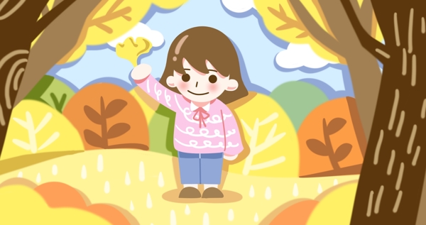 可愛清新立秋節(jié)氣原創(chuàng)插畫